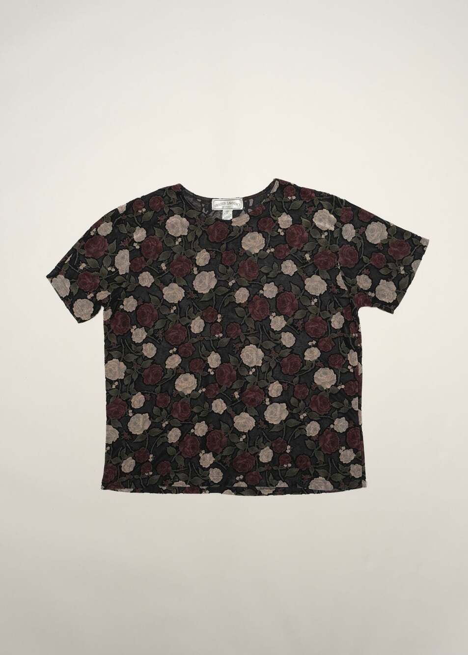 Vintage Floral Burnout Velvet Sheer Top Frazier Lawrence Woman Size 1X
